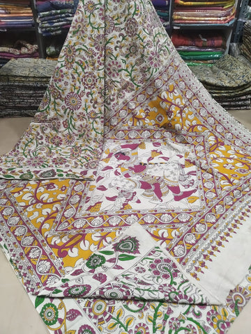Wholesale latest designer kalamkari Cotton sarees with price6 |Kota Cotton  Kalamkari Printed Sarees - YouTube